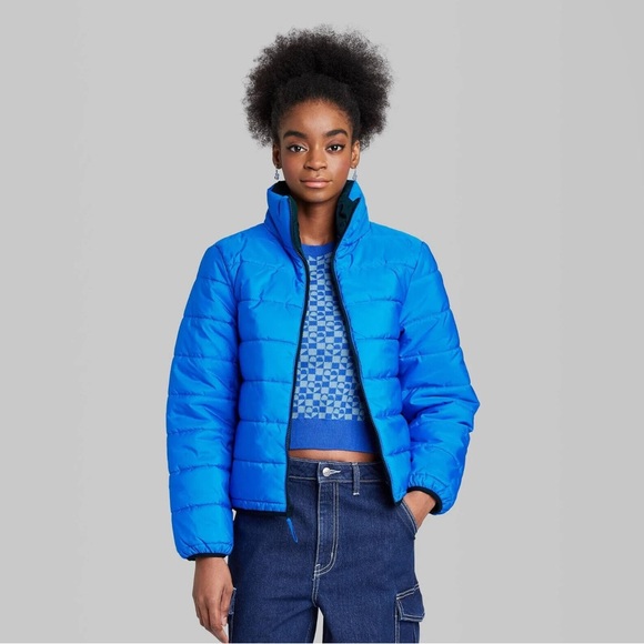 Wild Fable Bright Blue Puffer Coat – Women’s Size Small- Like New Condition - Picture 1 of 3